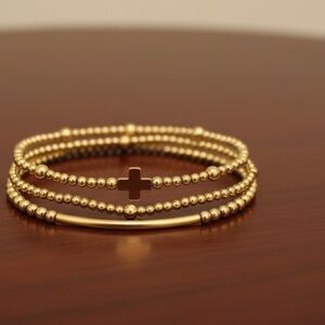 NWT Gold Beaded Bracelet Set of 3